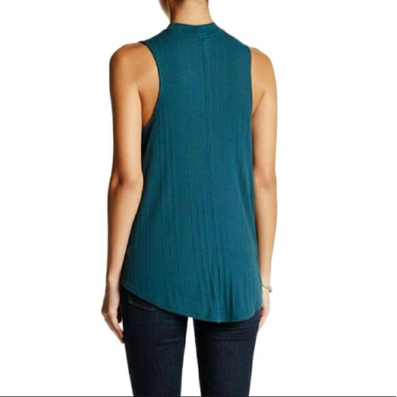 🆕 Free People We The Free Faye Ribbed Tank Top in Turquoise - Picture 2 of 5